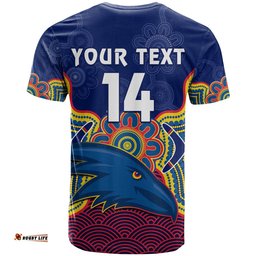 custom text and number adelaide football t shirt crows aboriginal art