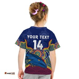 custom text and number adelaide football t shirt crows aboriginal art
