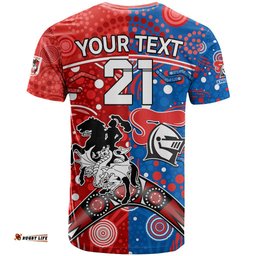 nrl knights and dragons together t shirt boomerang indigenous dots