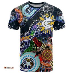 custom naidoc week 2024 carlton blues t shirt australia aboriginal dot painting dt02