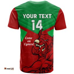 custom wales rugby t shirt 2024 six nations come on cymru mascot sporty