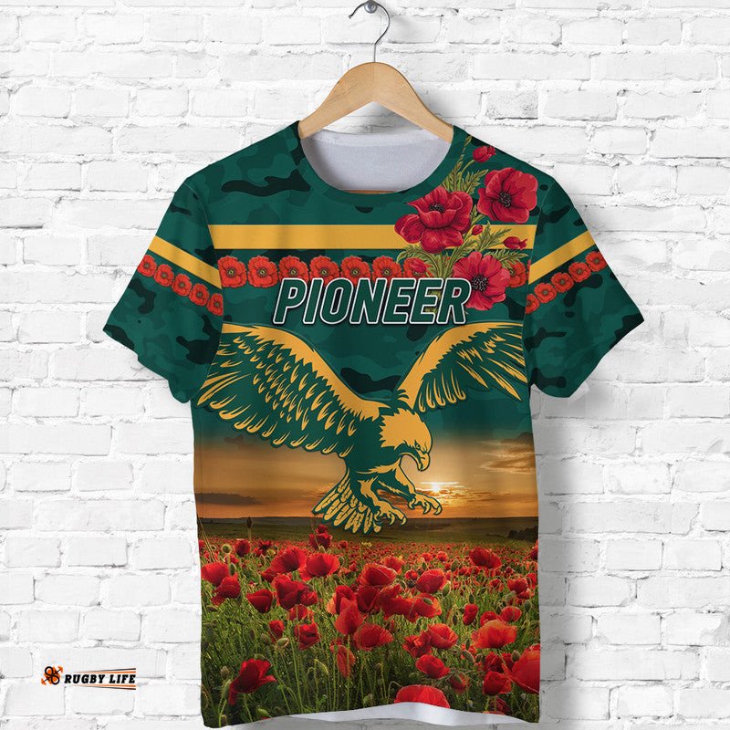 custom personalised pioneer football club anzac t shirt poppy vibes