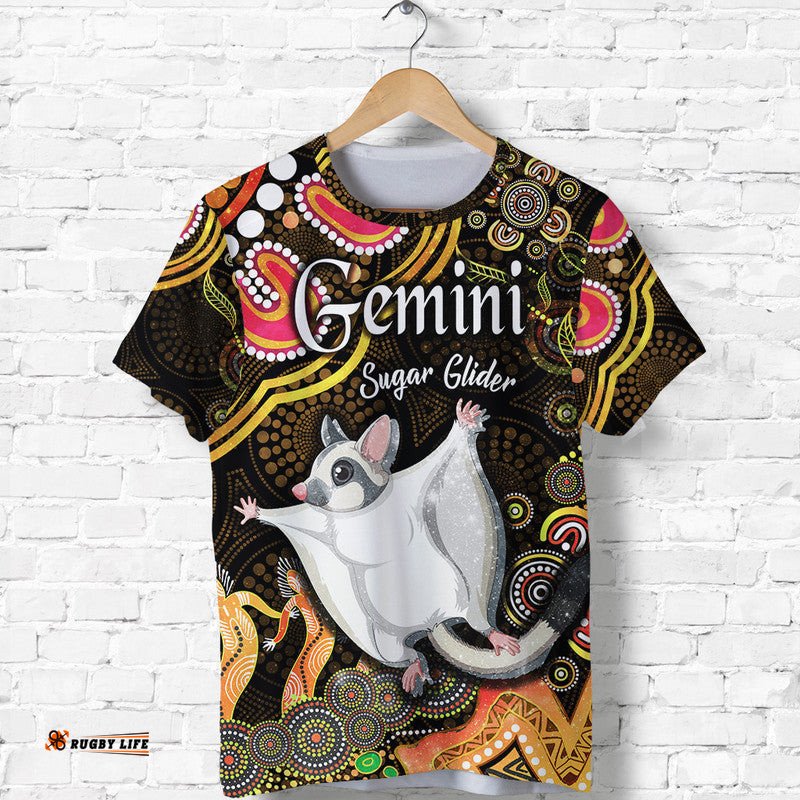 australian astrology t shirt gemini sugar glider zodiac aboriginal vibes gold