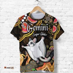 australian astrology t shirt gemini sugar glider zodiac aboriginal vibes gold