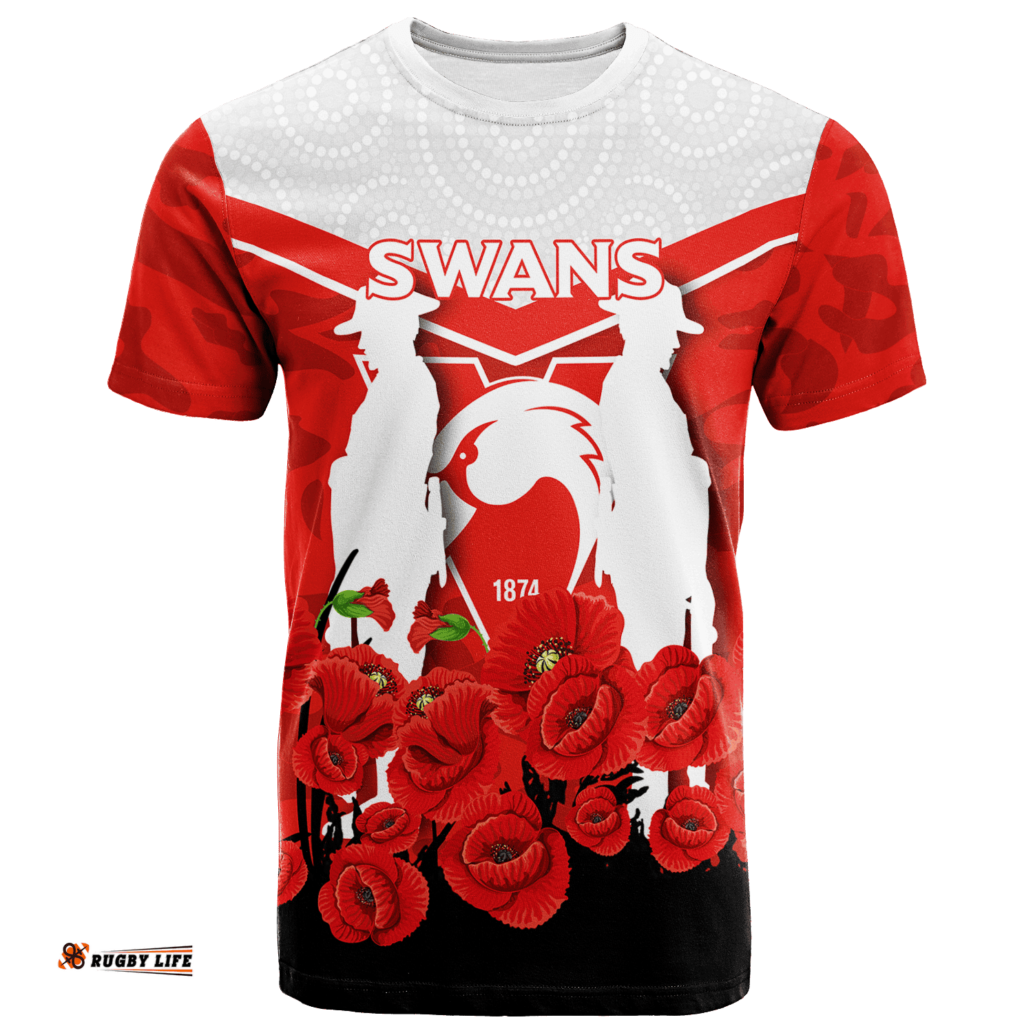 sydney swans anzac day indigenous art t shirt