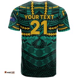 custom wallabies rugby t shirt polynesian and aboriginal special green version