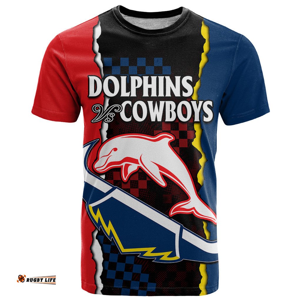 nrl combine dolphins and cowboys t shirt
