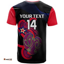 custom text and number aotearoa netball t shirt waikato bay of plenty magic 2023 anz premiership