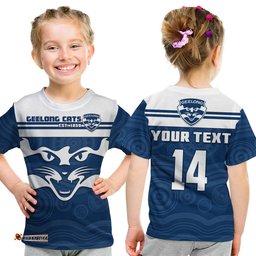 custom text and number cats football t shirt geelong est 1859 aboriginal art