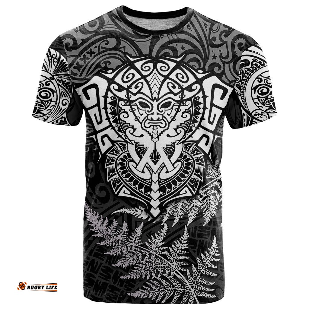 new zealand rugby t shirt silver fern all black mix ta moko white style