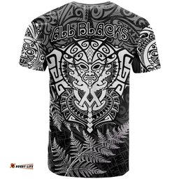 new zealand rugby t shirt silver fern all black mix ta moko white style