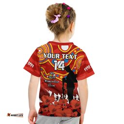 custom text and number gold coast football anzac 2023 t shirt suns aboriginal mix poppy camouflage