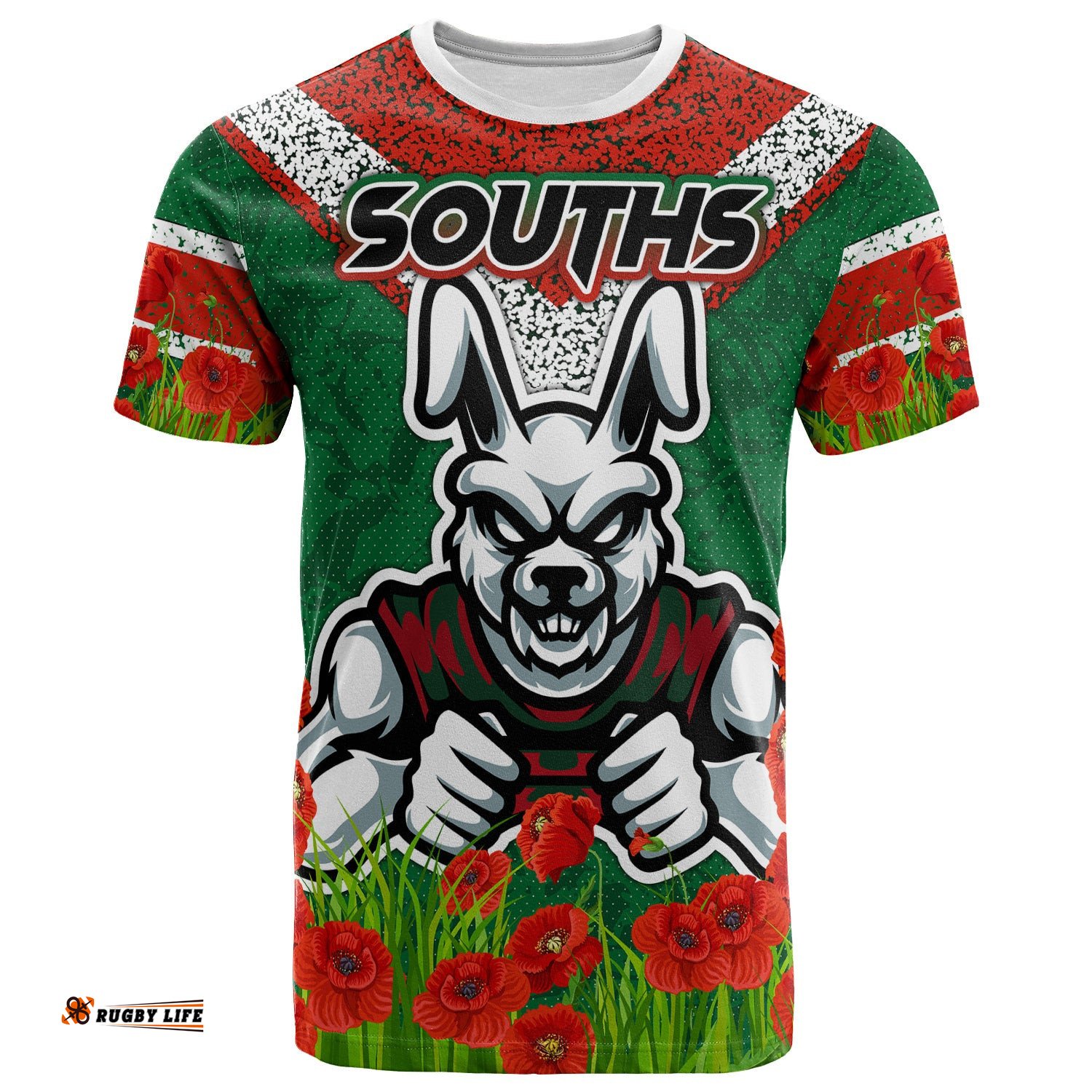 australia south sydney anzac t shirt custom souths with anzac poppy t shirt