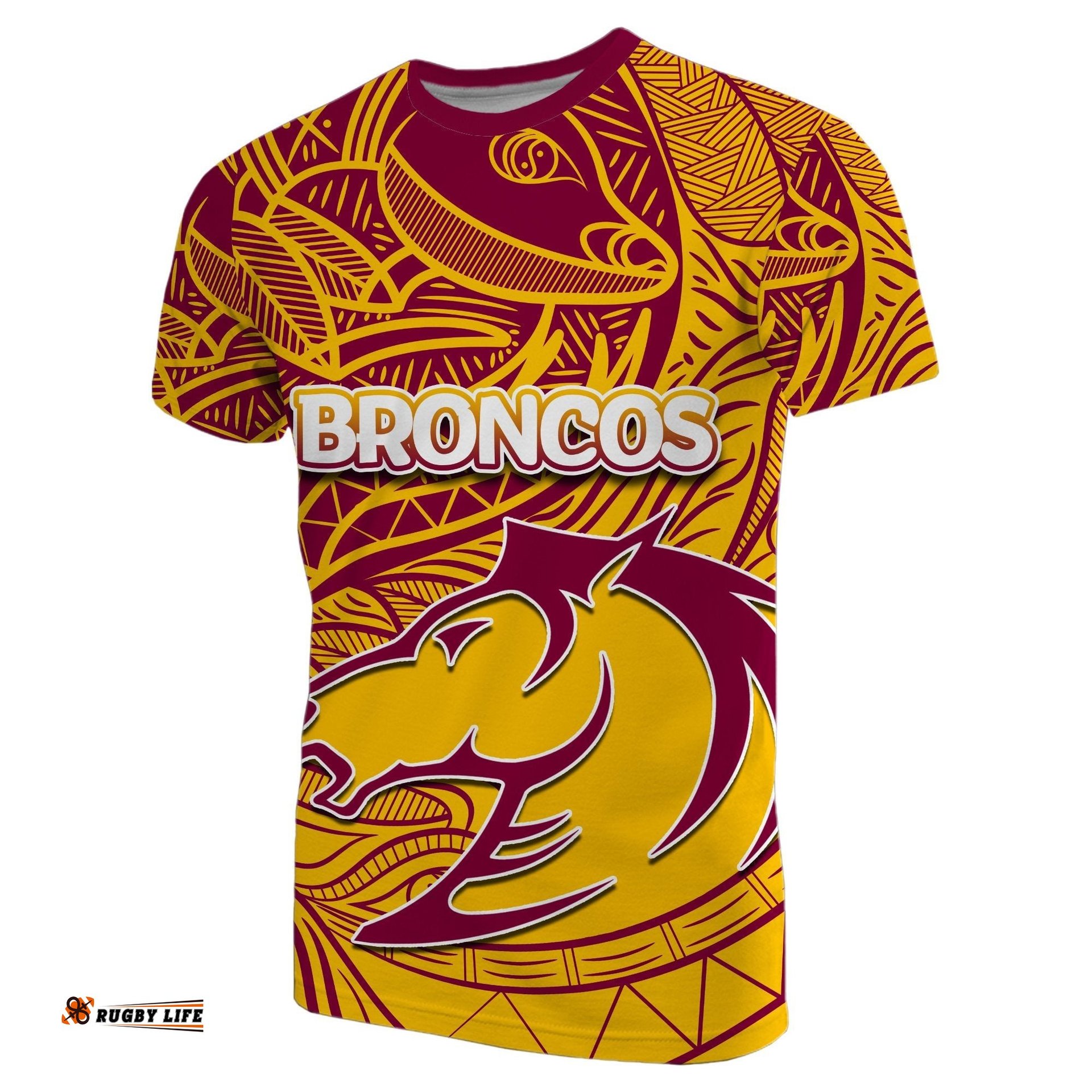 brisbane broncos t shirt tribal style