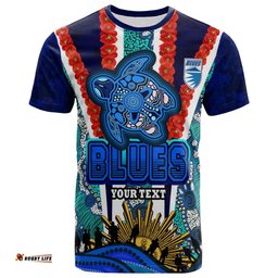 blues rugby t shirt custom anzac aussie blues and aboriginal pattern t shirt