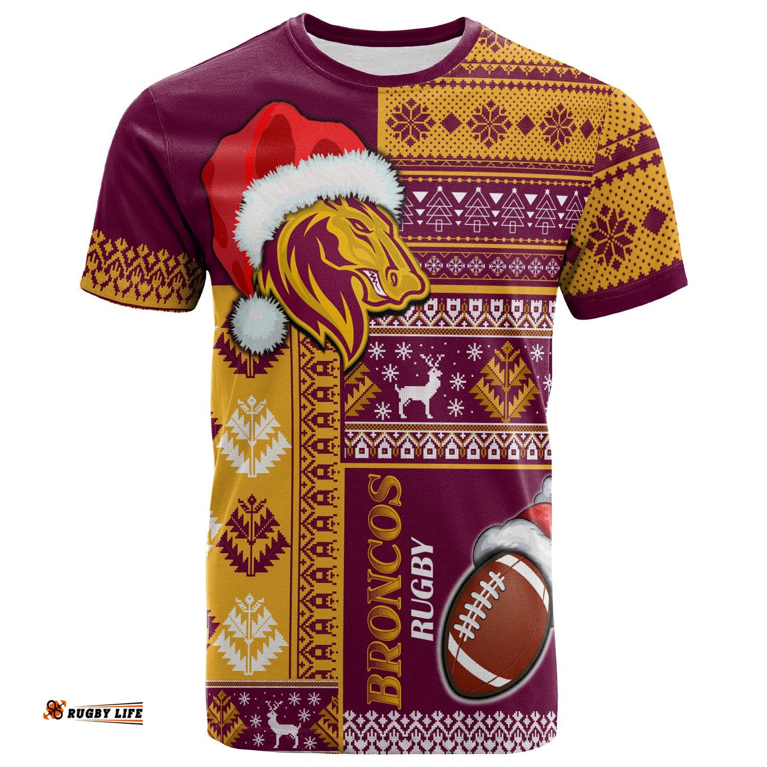 broncos rugby t shirt custom christmas snowflakes broncos mascot t shirt