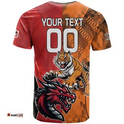 custom dragons and tigers t shirt rugby mascot with sporty style