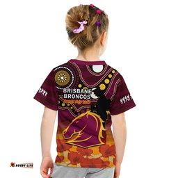 brisbane broncos rugby anzac 2023 t shirt aboriginal mix poppy lest we forget