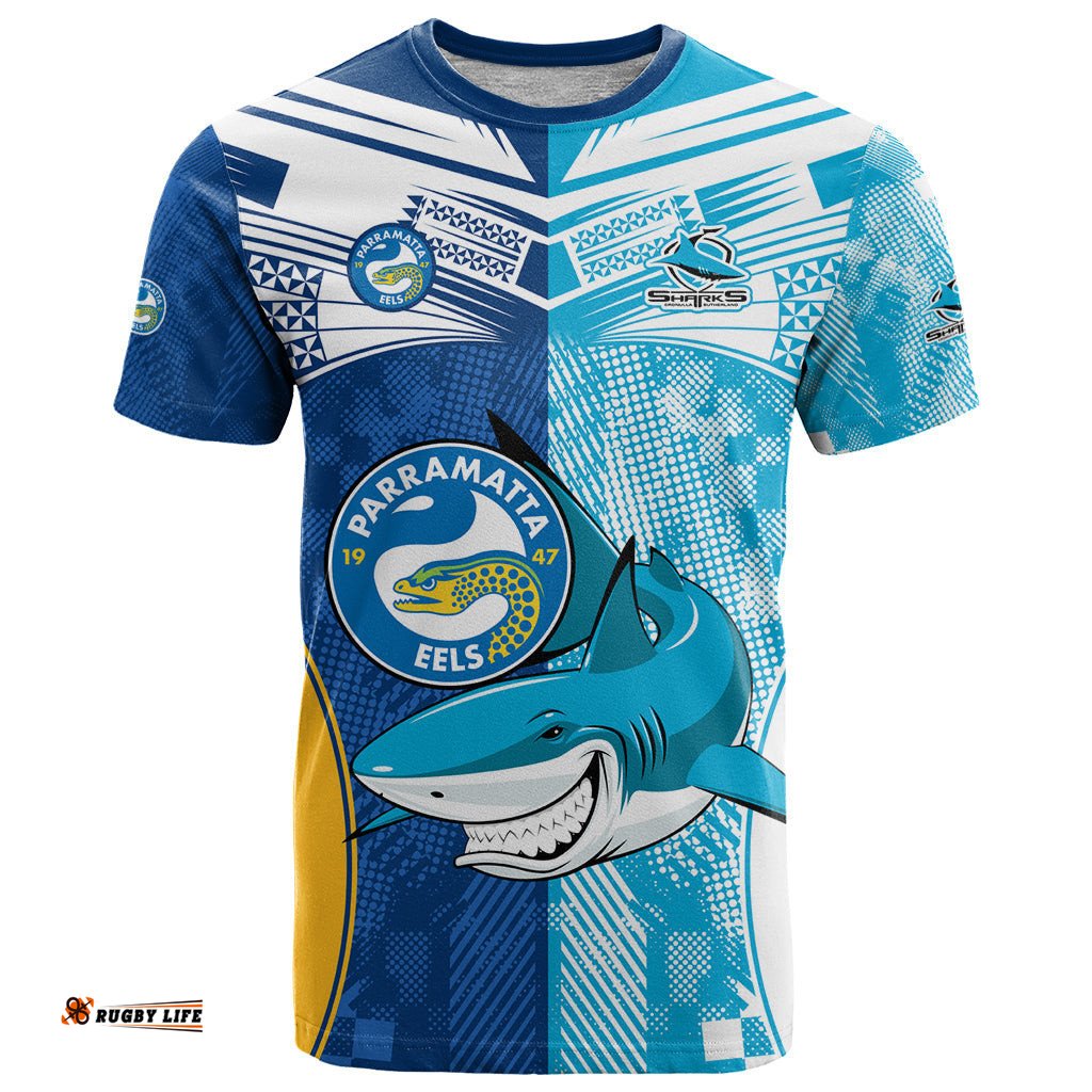 custom nrl shark combine eels rugby t shirt sporty style