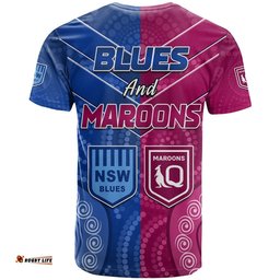 blues and maroons rugby t shirt origin nsw combine queensland aboriginal australian