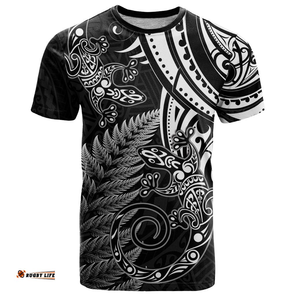 new zealand lizard t shirt silver fern aotearoa maori