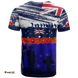 new zealand and australia anzac day t shirt lest we forget red poppy flowers and soldier lt03Amazing Aussie