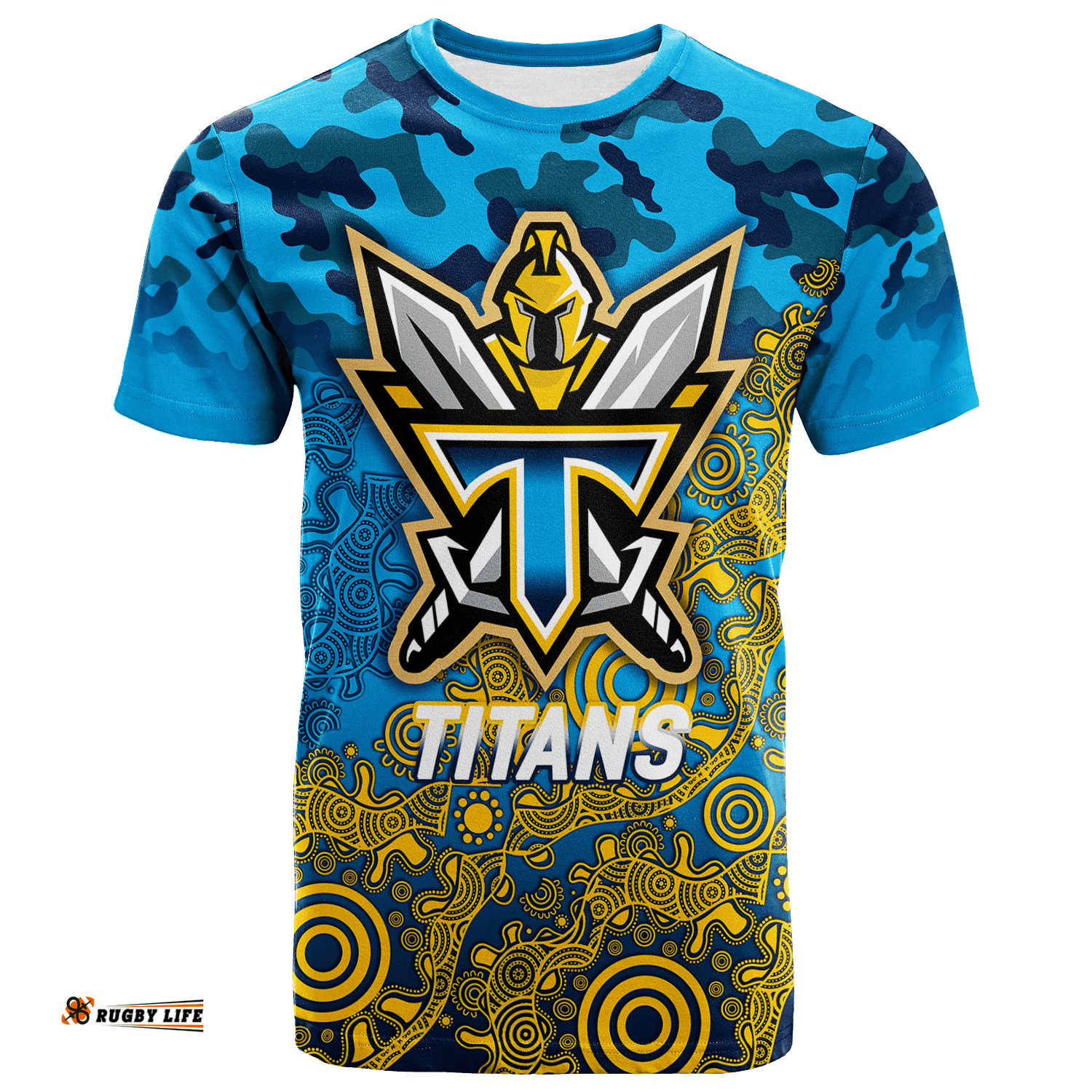 titans rugby anzac day camouflage indigenous art t shirt