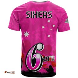 sydney sixers cricket t shirt anzac day camouflage poppy lest we forget