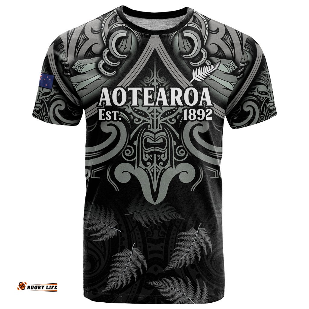 custom new zealand silver fern rugby t shirt all black since 1892 aotearoa moko maori