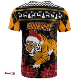 tigers rugby christmas t shirt custom tigers merry christmas aboriginal t shirt