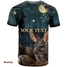 australia easter 2024 t shirt bunny with aboriginal eggs at starry night