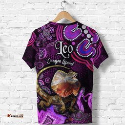 australian astrology t shirt leo dragon lizard zodiac aboriginal vibes pink