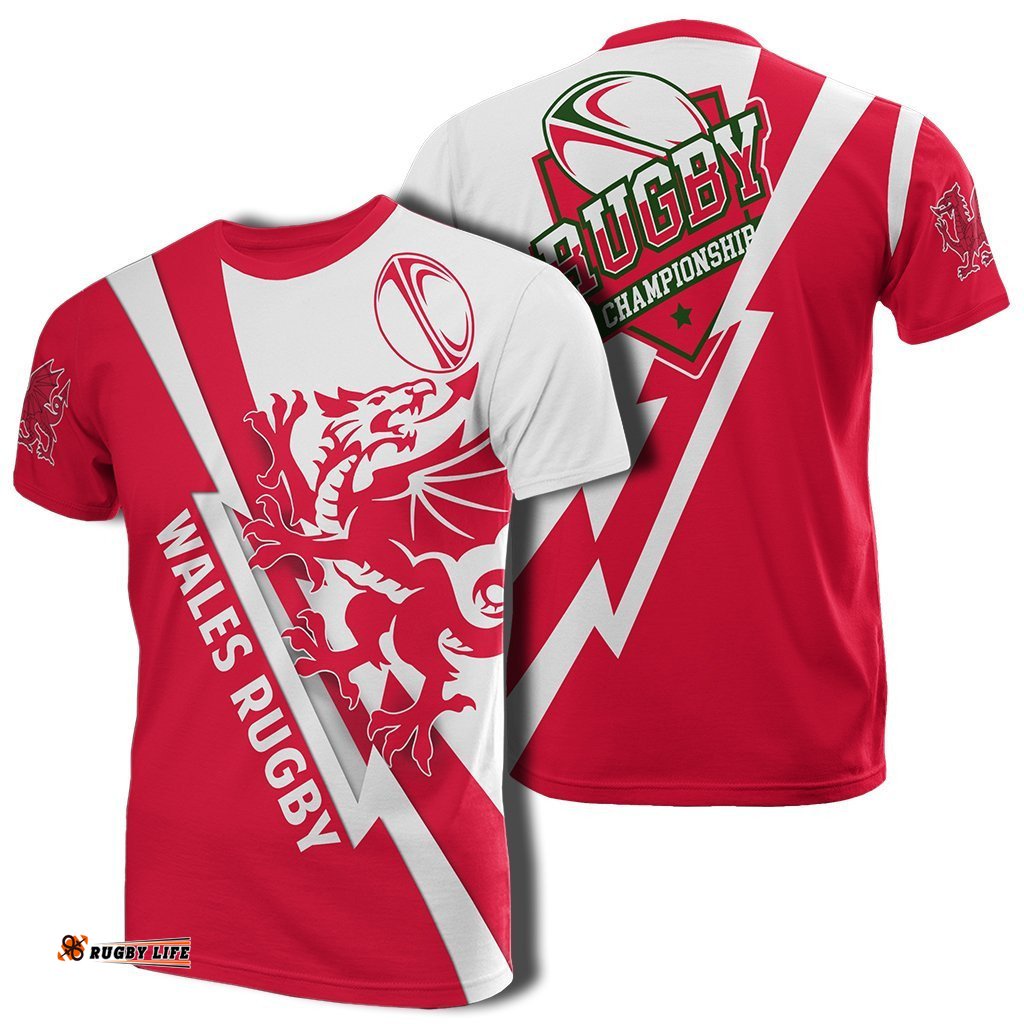wales rugby t shirt lighting style