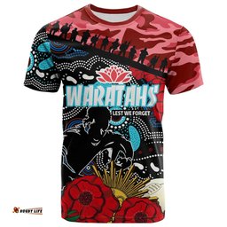 waratahs rugby t shirt custom anzac nsw waratahs aboriginal flower t shirt 0