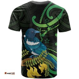 new zealand tui bird t shirt aotearoa maori with kowhai flowers