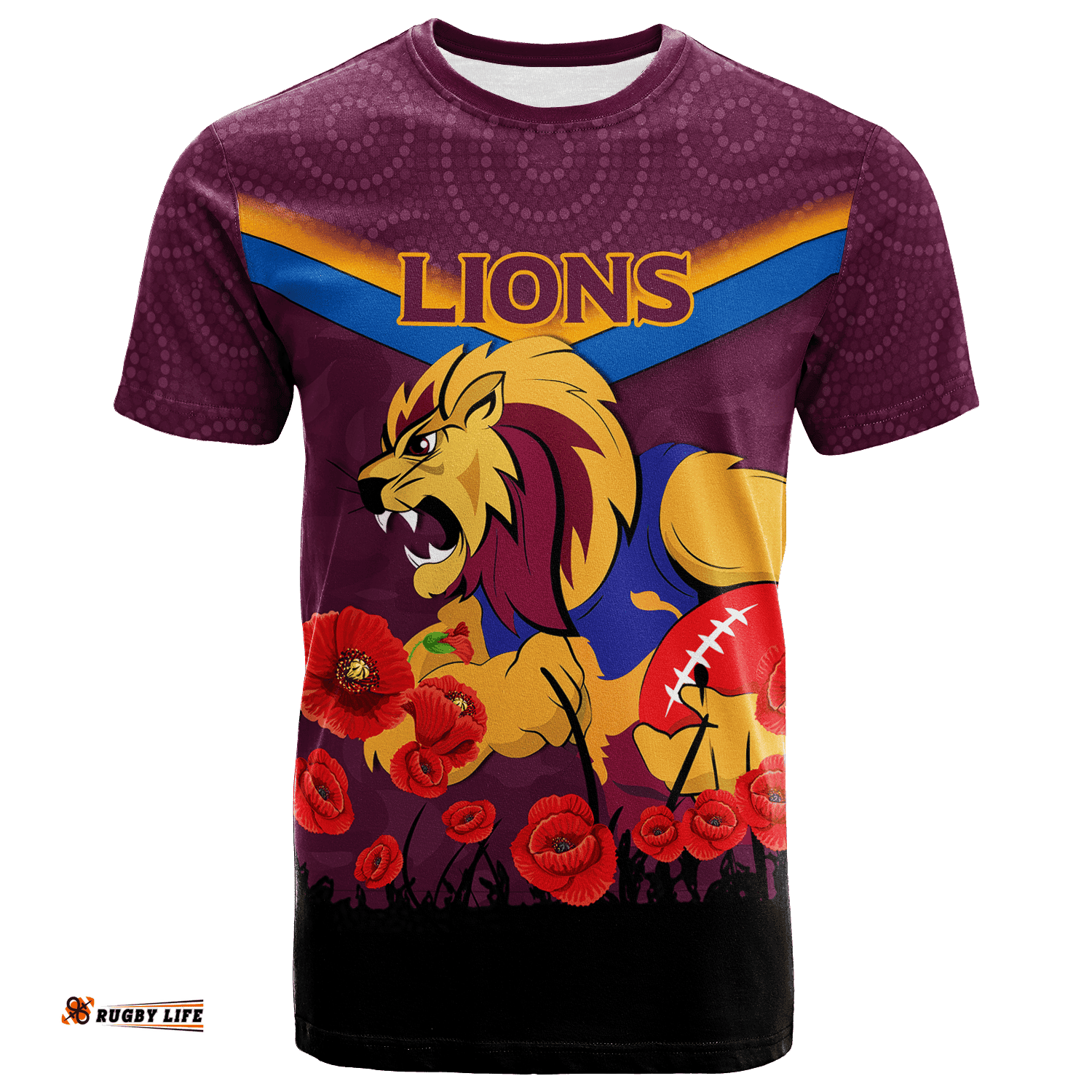 brisbane lions anzac day t shirt indigenous art