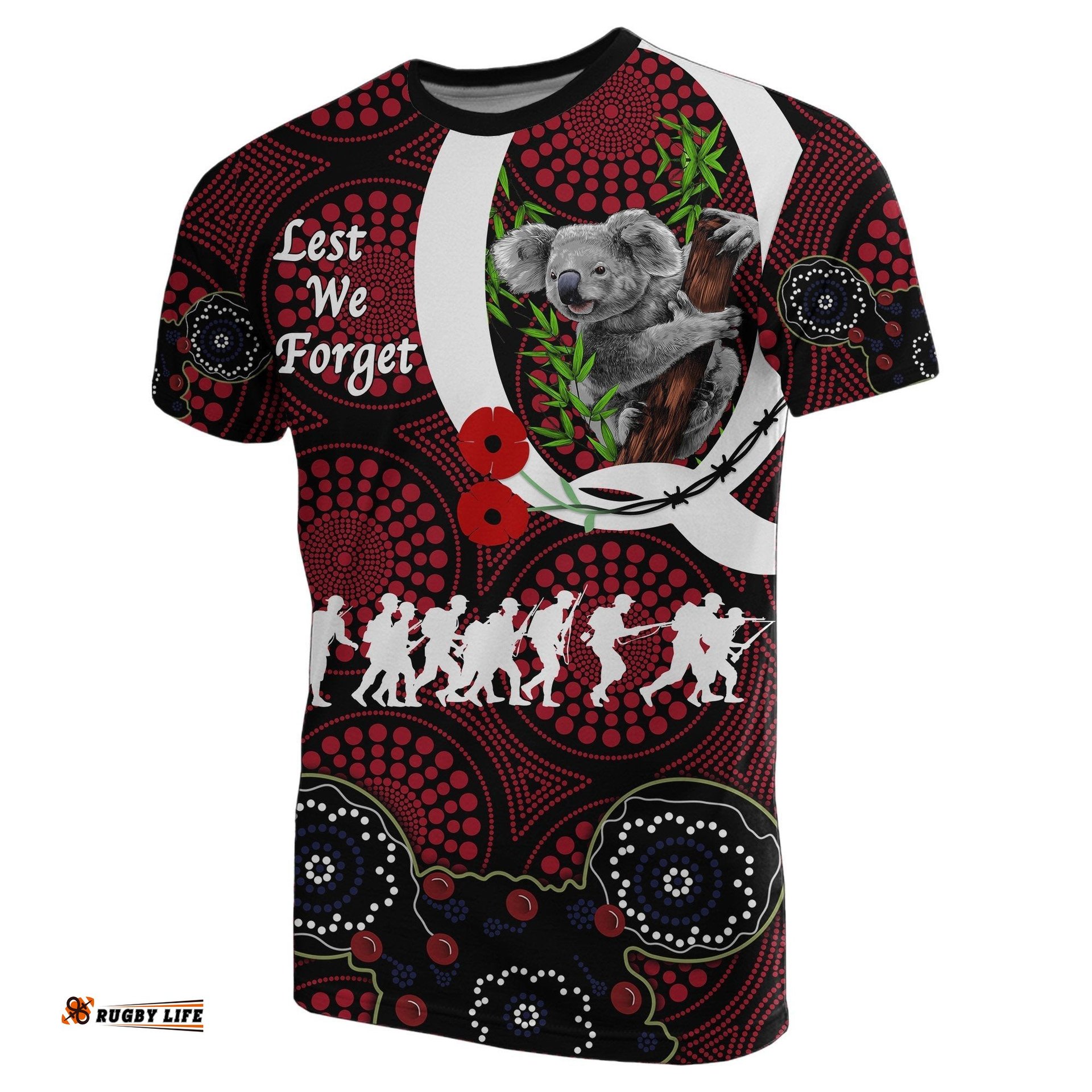 australia t shirt queensland reds rugby lest we forget koala