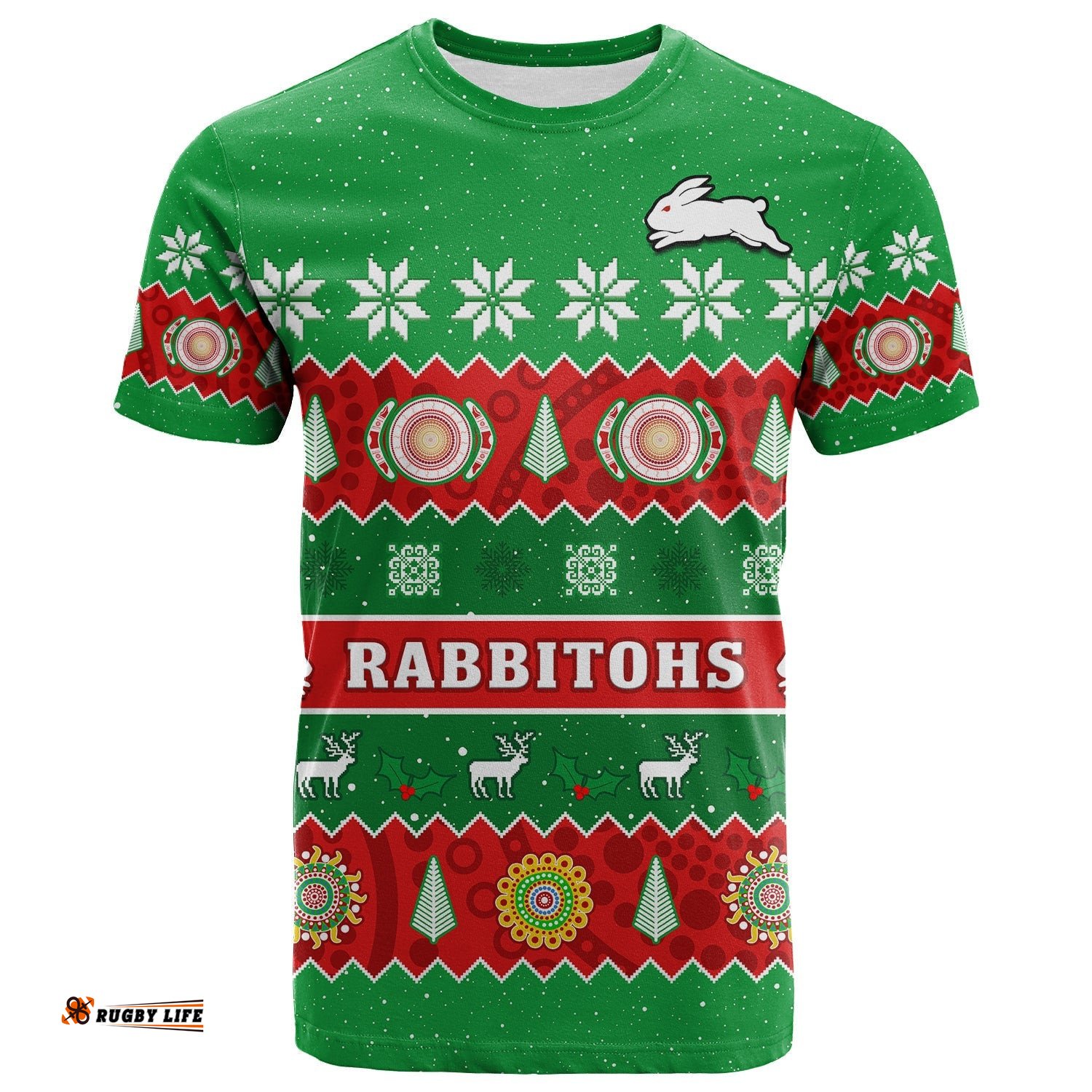 rabbitohs christmas t shirt souths aboriginal art merry xmas