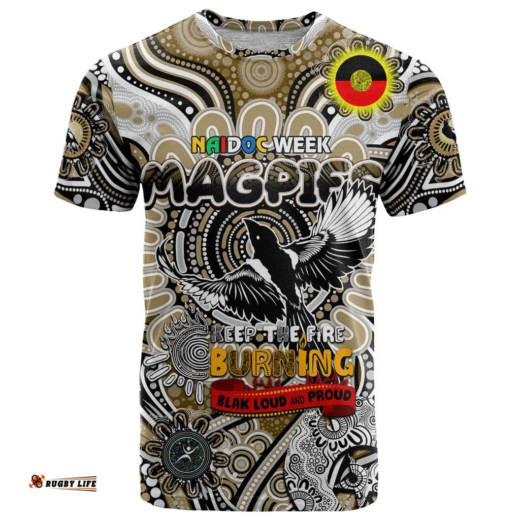custom collingwood magpies naidoc week 2024 t shirt mascot football dt02