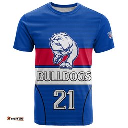 custom text and number afl bulldogs football t shirt simple style 2023