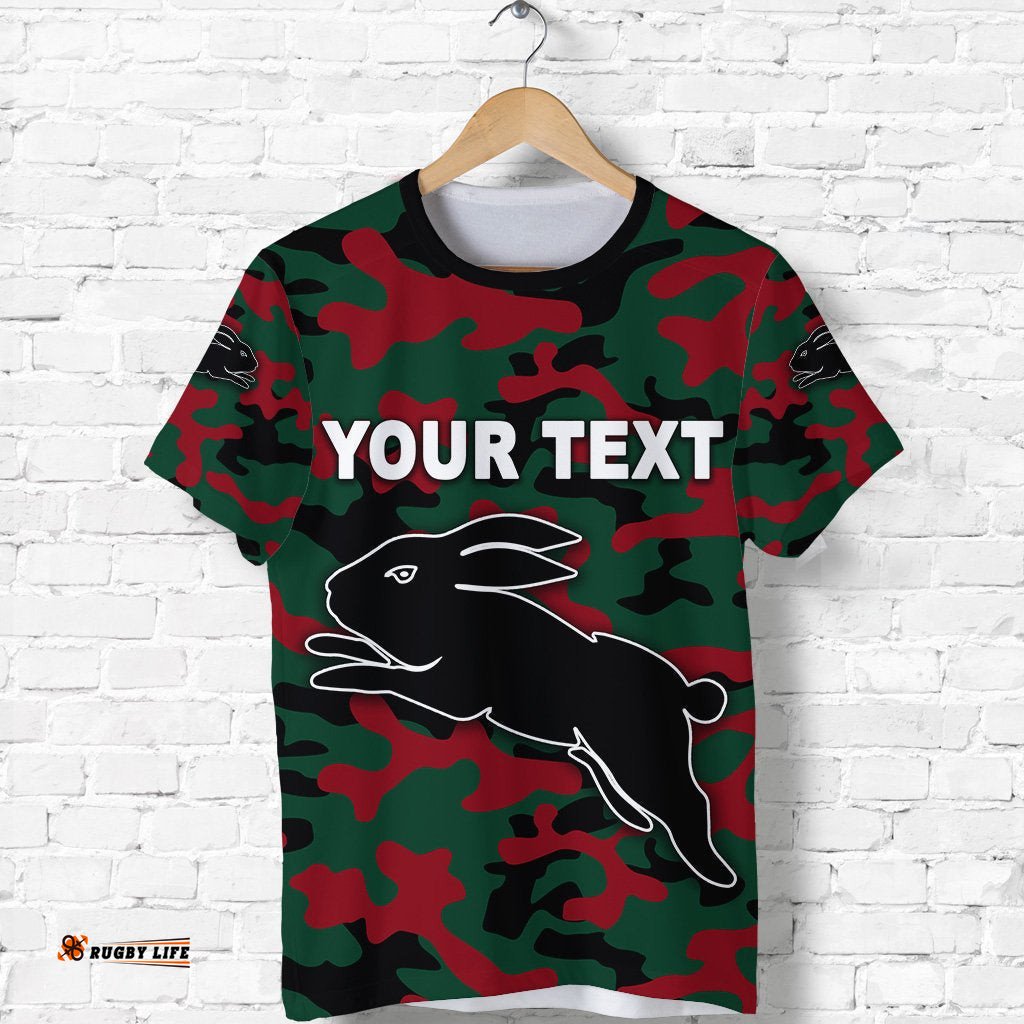 custom personalised south sydney rabbitohs t shirt anzac day camouflage vibes