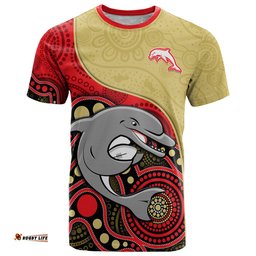 custom text and number dolphins rugby t shirt phins up indigenous art
