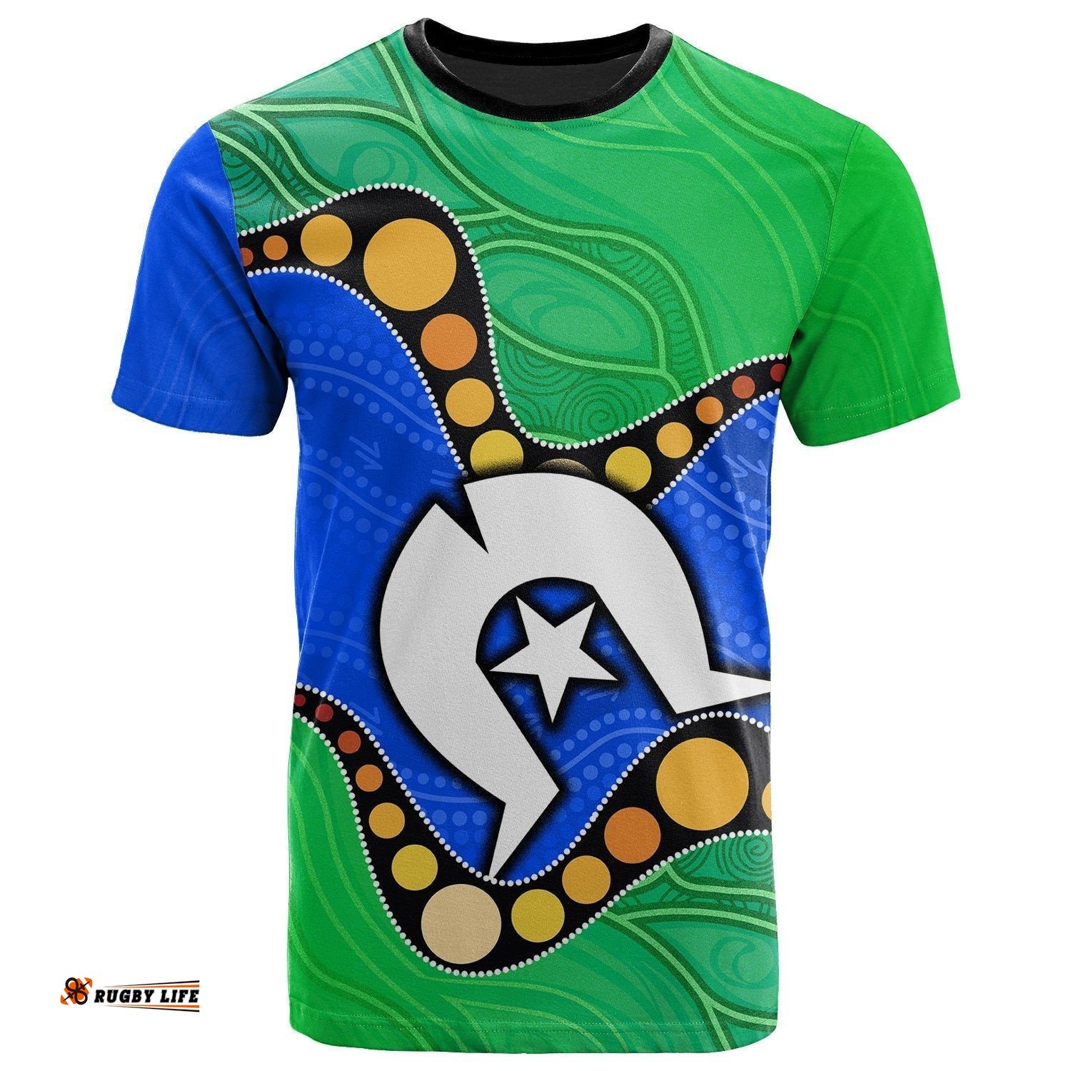 torres strait islands t shirt flag with aboriginal patterns