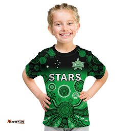 stars cricket t shirt melbourne team green gradient aboriginal art
