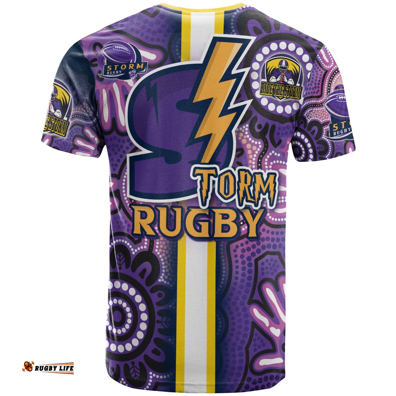 storm rugby t shirt custom storm rugby ball aboriginal indigenous sport style t shirt