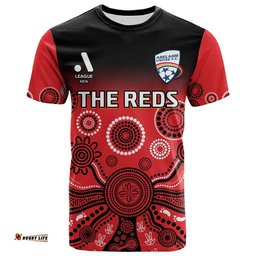 custom text and number adelaide united football t shirt indigenous art