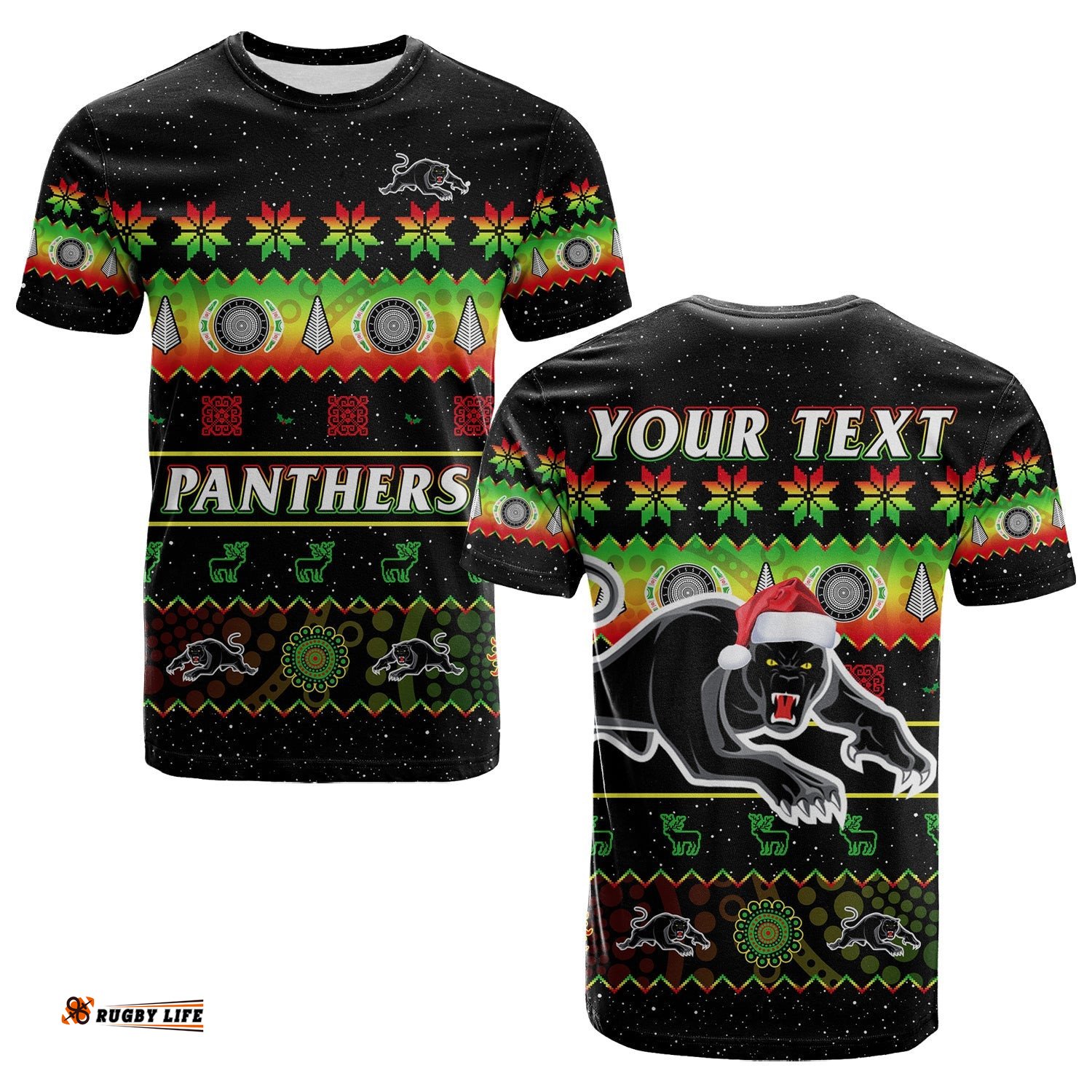 custom personalised penrith panthers christmas t shirt the riff aboriginal art merry xmas