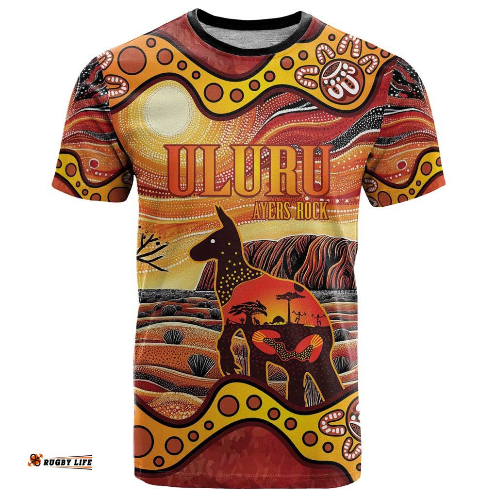 northern territory uluru t shirt ayers rock kangaroo aboriginal art
