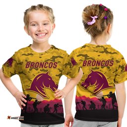 brisbane broncos anzac 2022 t shirt simple style gold