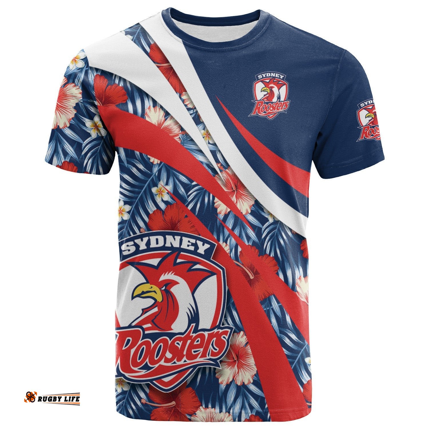 sydney roosters t shirt hibiscus sport style nrl 0